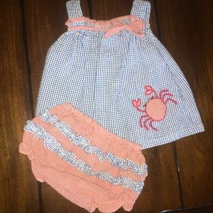 Crab Red Checked and Blue Checked Baby Outfit